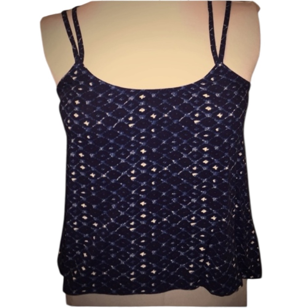 Mudd Blue Tile Print Strappy Tank